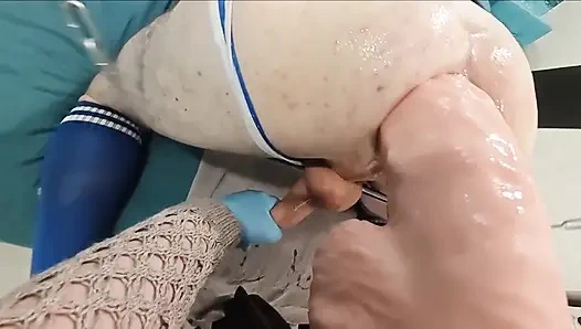 Femdom Sex Swing. I Fuck My Husband with Huge Dildos Until He Cums.