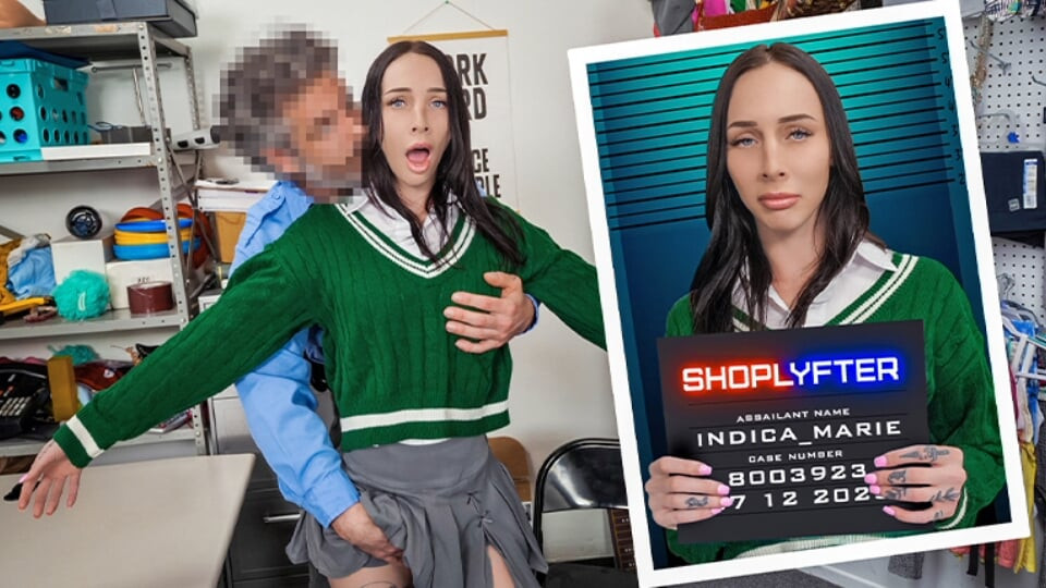 Officer Mancini's Special Search - Mall Thief Indica Gets a Wet Pussy and Cock Sucking Lesson