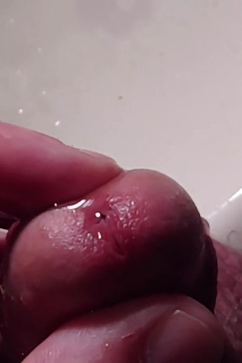Peehole Piss Play Close up View in Slow Motion