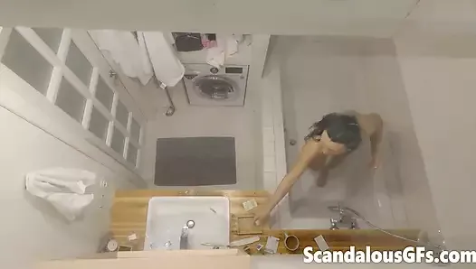 Captured my girl on tape stripping and showering in the hot