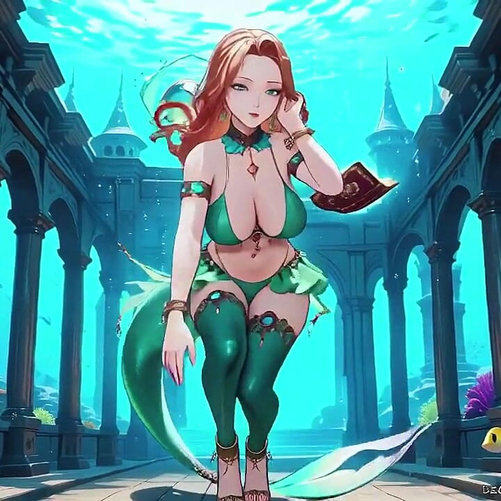 Red-haired Mermaid Princess's Private Tour in the Underwater Palace