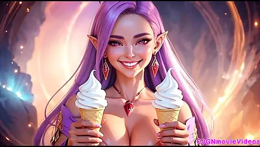 Lesbian ciuman bareng-bareng, animasi ai