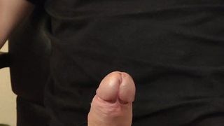 Ruined orgasm with tied balls and cock. Cum shot
