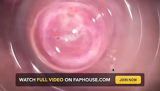 Camera deep inside Mia's tiny creamy vagina