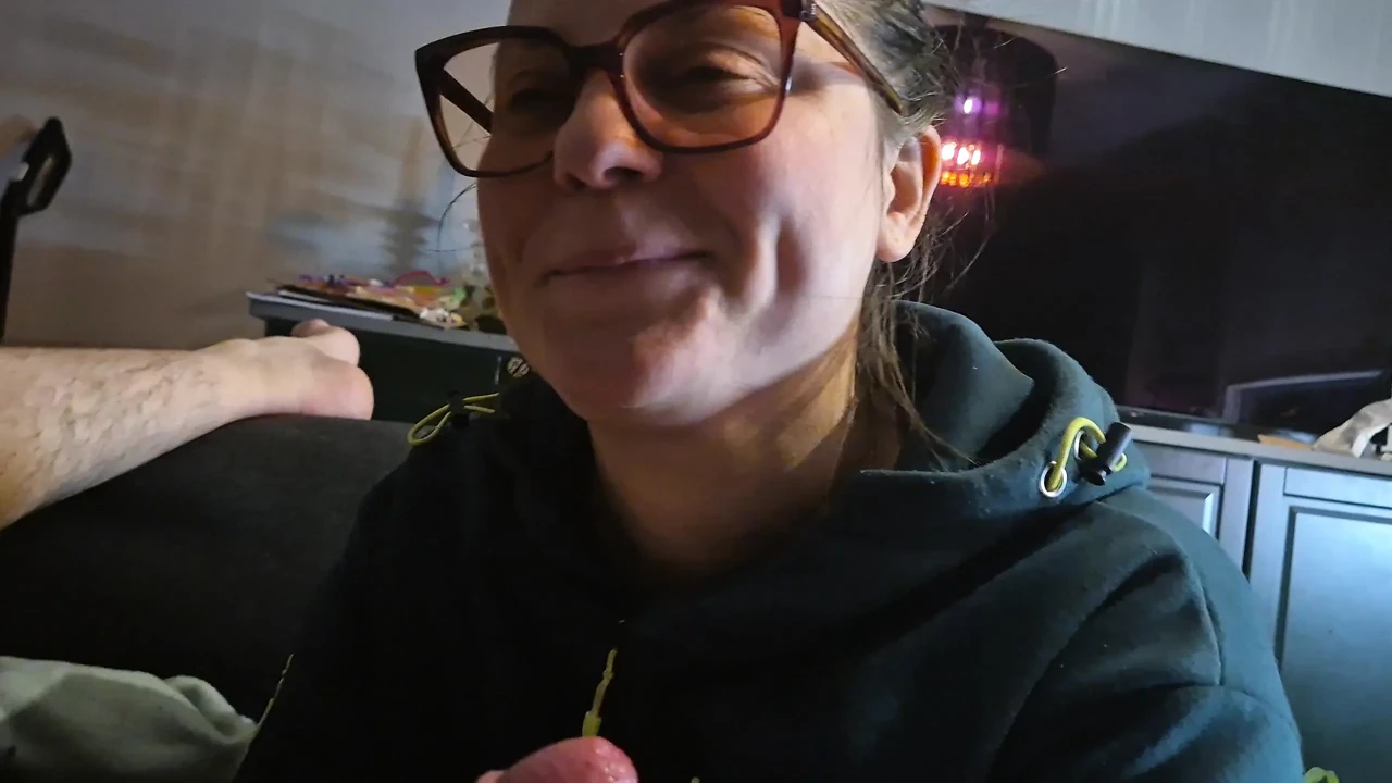 Took my cock out and got helped by working girl in glasses