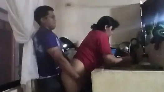 Fucking the Maid in the Kitchen When My Wife Is in the Living Room