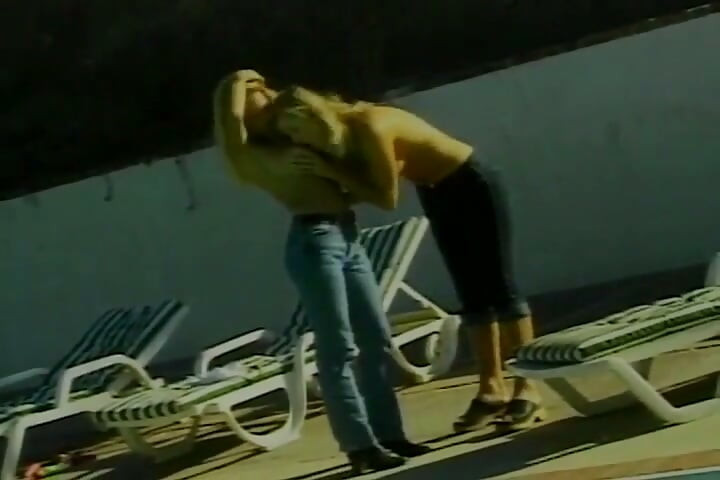 Attractive Blonde Dolls Having Lesbian Fun by the Pool