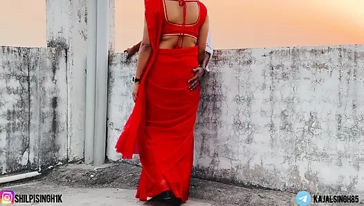 My Boyfriend Fucked Me in a Red Saree and Ejaculated Inside My Mouth, He Was Licking My Ass with His Tongue