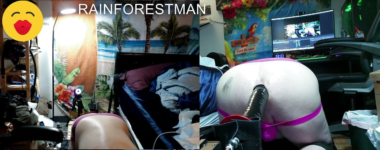 RAINFOREST-MAN SPLIT SCREEN Fekete Destroyer használata a szexgépen.