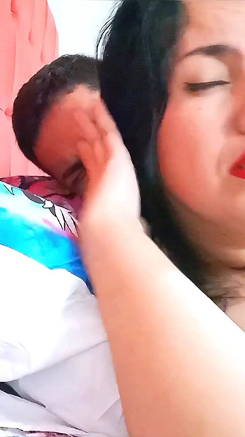 Captivating moment from "The stepmother was crying and needed love. Her stepson came to fuck her hard in the anus."