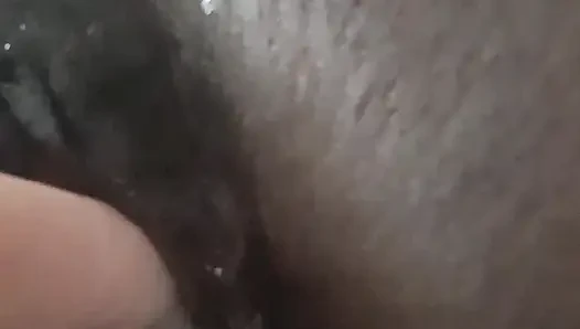 Closeup Fucking My Black Pussy with White Didlo