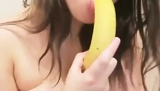 Suck Banana and Masturbating