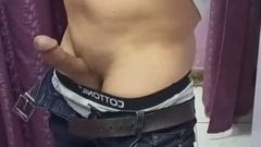 Turkish gay guy stripping wanking and cumming nice cock.