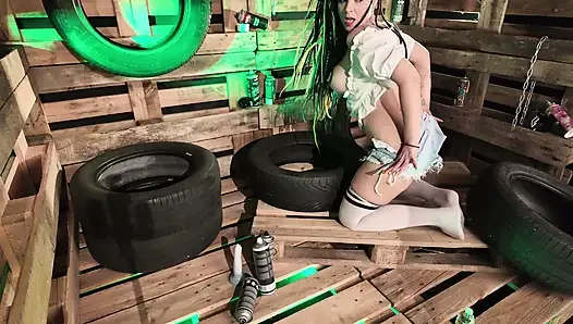 Oil tease on my big ass and tits