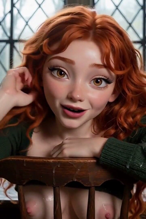 Beautiful Redhead Seducing at the Magic College (ai-generated)