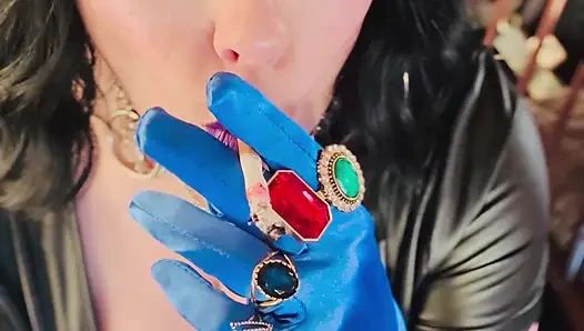 Tina's In Her Satin Gloves Again! Smoking A Cork Cigarette With Dangles, Snap Inhales & Drifting Smoke