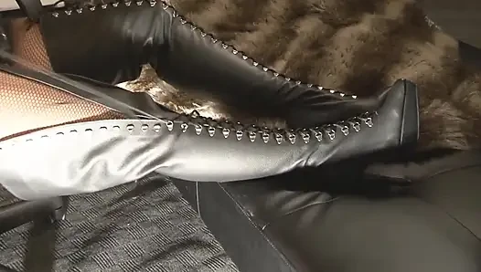 Lacing up My New Leather Thigh High Boots - HD!