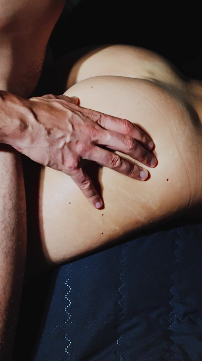 Lying Down He Fucks Me From Behind, Spreads My Asshole with a Finger to Cum Inside It