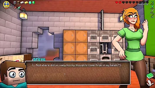 Hornycraft Minecraft parodisi - Jenny Steve'e bir elmas için ateşli bir ayakla muamele çekiyor! (Hentai oyun oyunu)