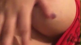Rubbing my big titties
