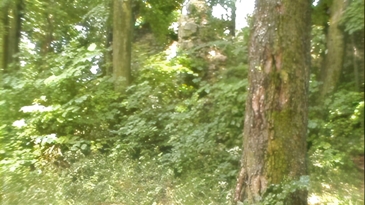 Busty Redhead Rides Thick Cock Deep in Forest