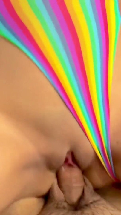My stepsister seduces me with her rainbow lingerie and I always fall for her to give me her vagina | Clip 1