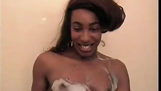 Skinny black girl gets drilled by dude in mullet