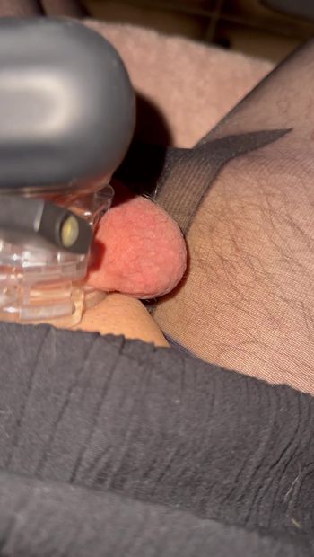 SissyChastity Slave play with his locked clitty