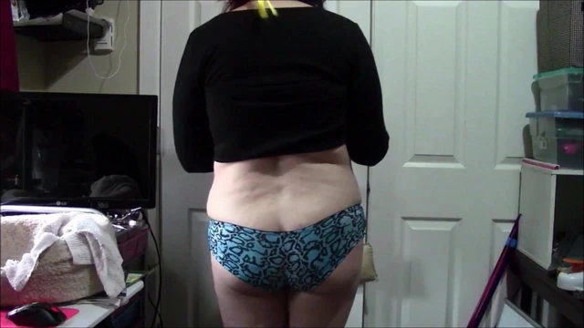 Chubby Geeky Girl in Blue Snake Skin Panties