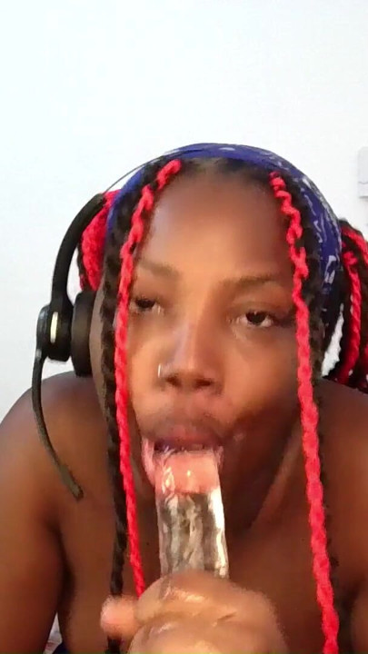 This Little Ghetto Ebony Thot Loves Spending The Night In Her Room Sucking The Dildo Toy She Needs Cum In Her… | Clip 1