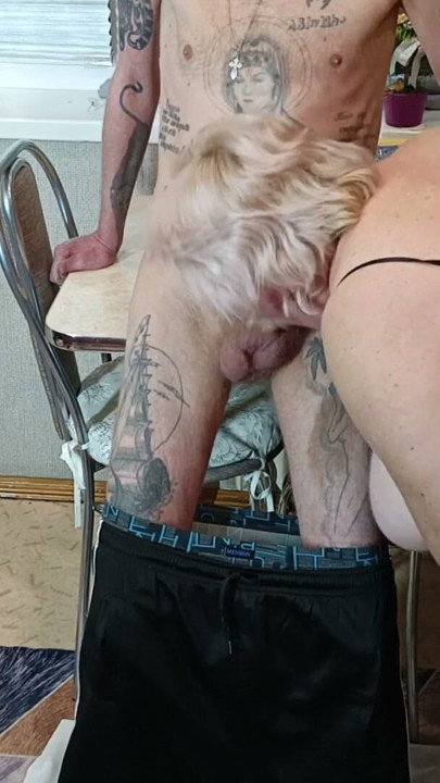 Mother-in-law sucks dick in the kitchen | Clip 3