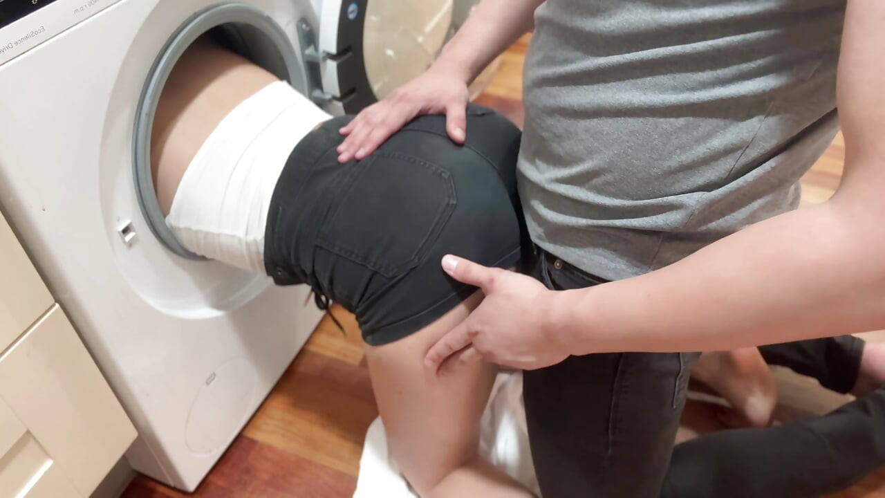 Hot StepSister Gets Stuck in Washing Machine and Fucked in Doggy Style. Part 2