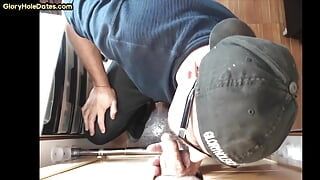 Greedy gloryhole gaydaddy blows dick in homemade BJ