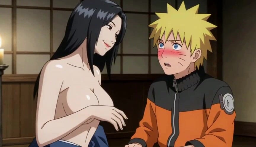 He Shocked, by her boobs Hentai Anime