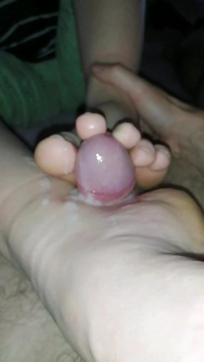 My pregnant wife footjob with cumshot