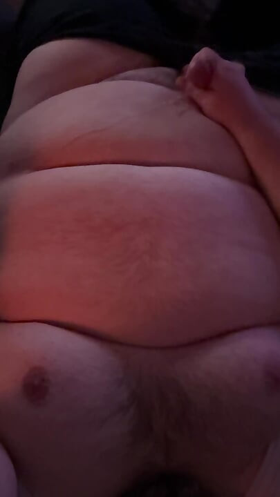 Fat Super Chub Jacks Off and Cums on Stomach While Chubby Chasers Watch