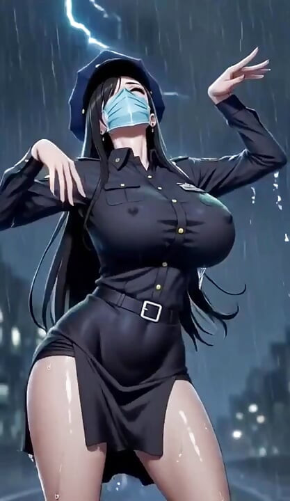 Sevimli polis memuru dans ediyor, ai animasyonu