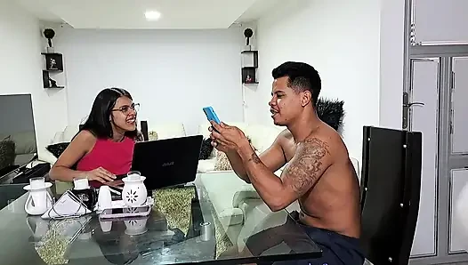 Latina with a big ass and huge natural tits fucks with her stepson