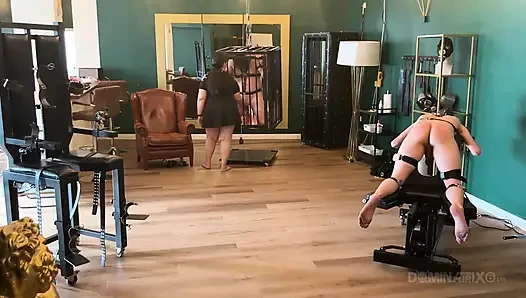 Piss Drenched Bound Slaves in Dominatrix Dungeon