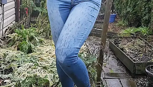 Muddy White Mocs and Jeans Pee