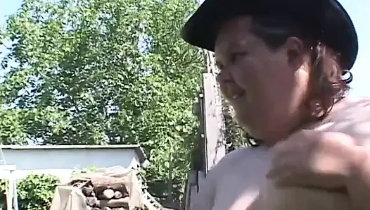 Huge fat milf fucking in the garden