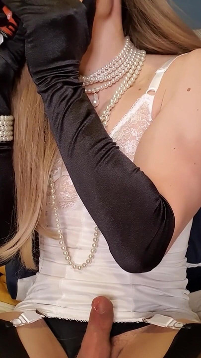 Vintage white corselette, fully fashioned copper stockings.