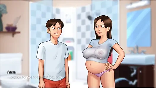 Summertime saga - gameplay - roleplay - wet shirt pregnant teen and teen's photoshoot