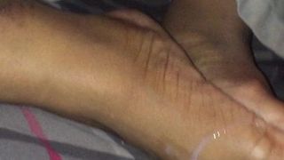 Huge cum on my girl feet