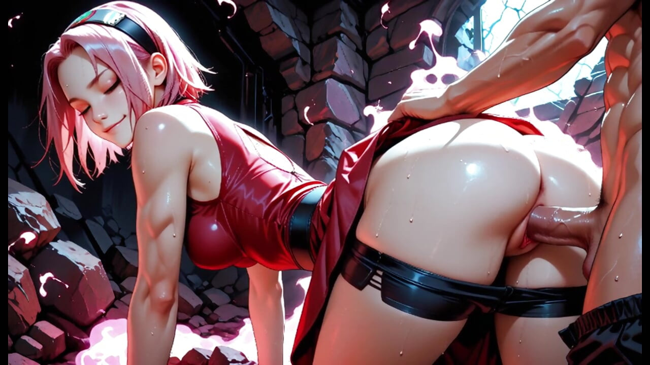 Sakura Haruno Hot Ninja Jebeno Teško U Skrivenoj Pećini I Na Putu Za Konohu - Doggi Stile Analni Intenzivno Zadovoljstvo Glasno stenjanje Čakra Rose E