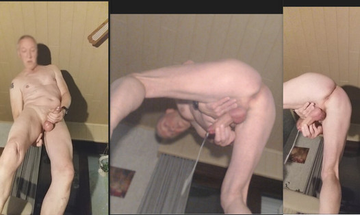 exhibitionist bondage edging jerking sexshow with great cumshot