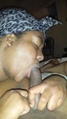 Kinky chubby ebony sucking &  bent over