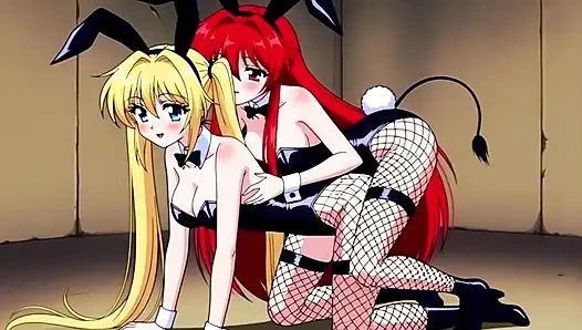 Sensual moments of anime girls in suggestive scenes