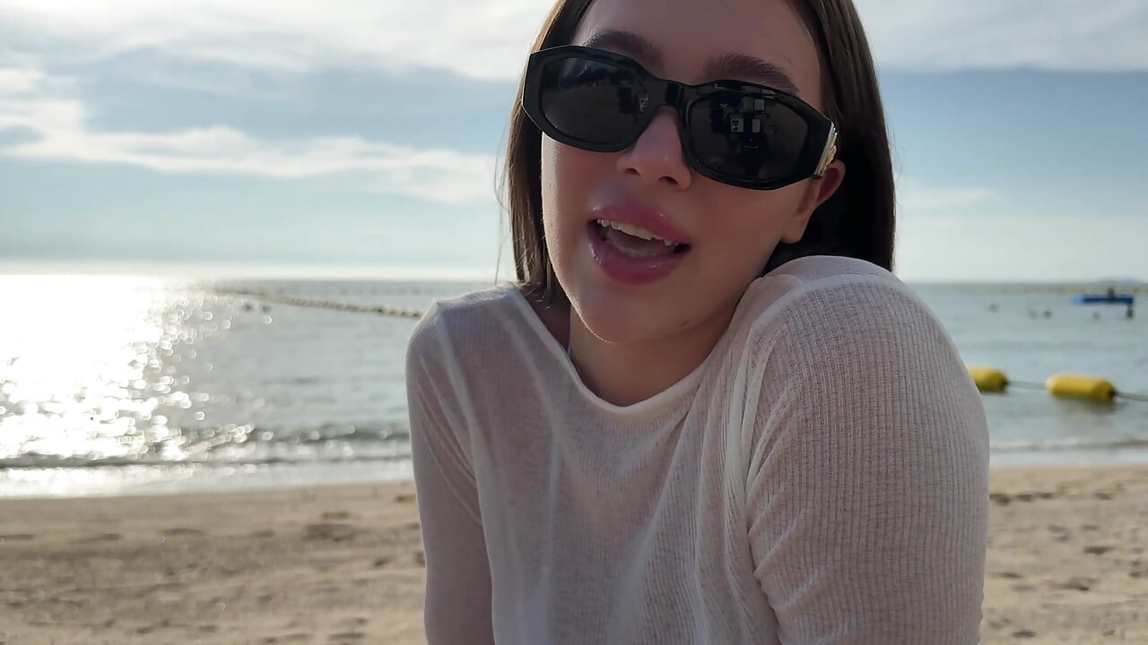 POV Stranger on a public beach invited to her hotel . RIDING MY COCK HARD