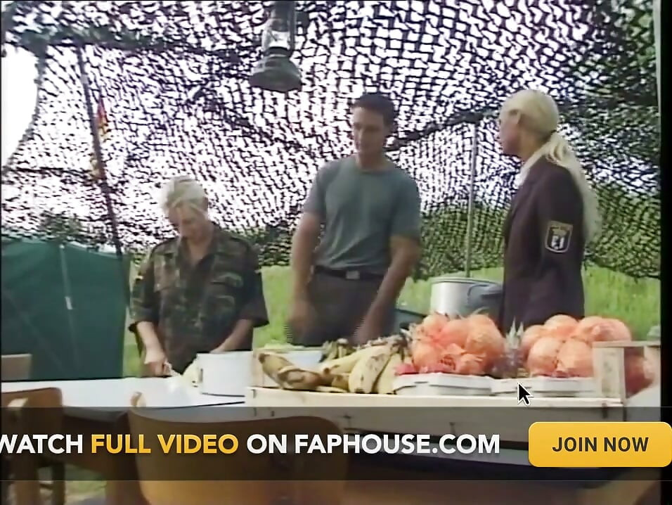 Two Blonde Horny Have Sex to a Military Men with a Hard Big Cock